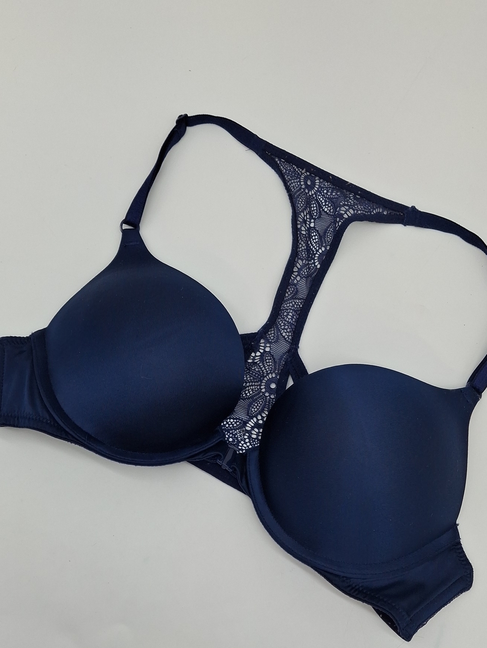 Victoria's Secret Bombshell Plunge Lace Racerback Bra Navy Blue 34A